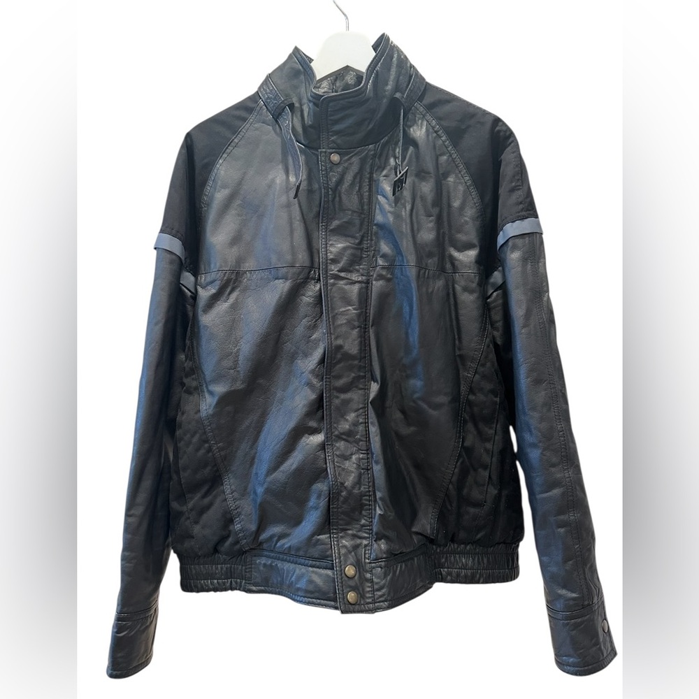 Men’s Black Leather Moto Jacket – Biker Style – Medium – Minimalist Streetwear